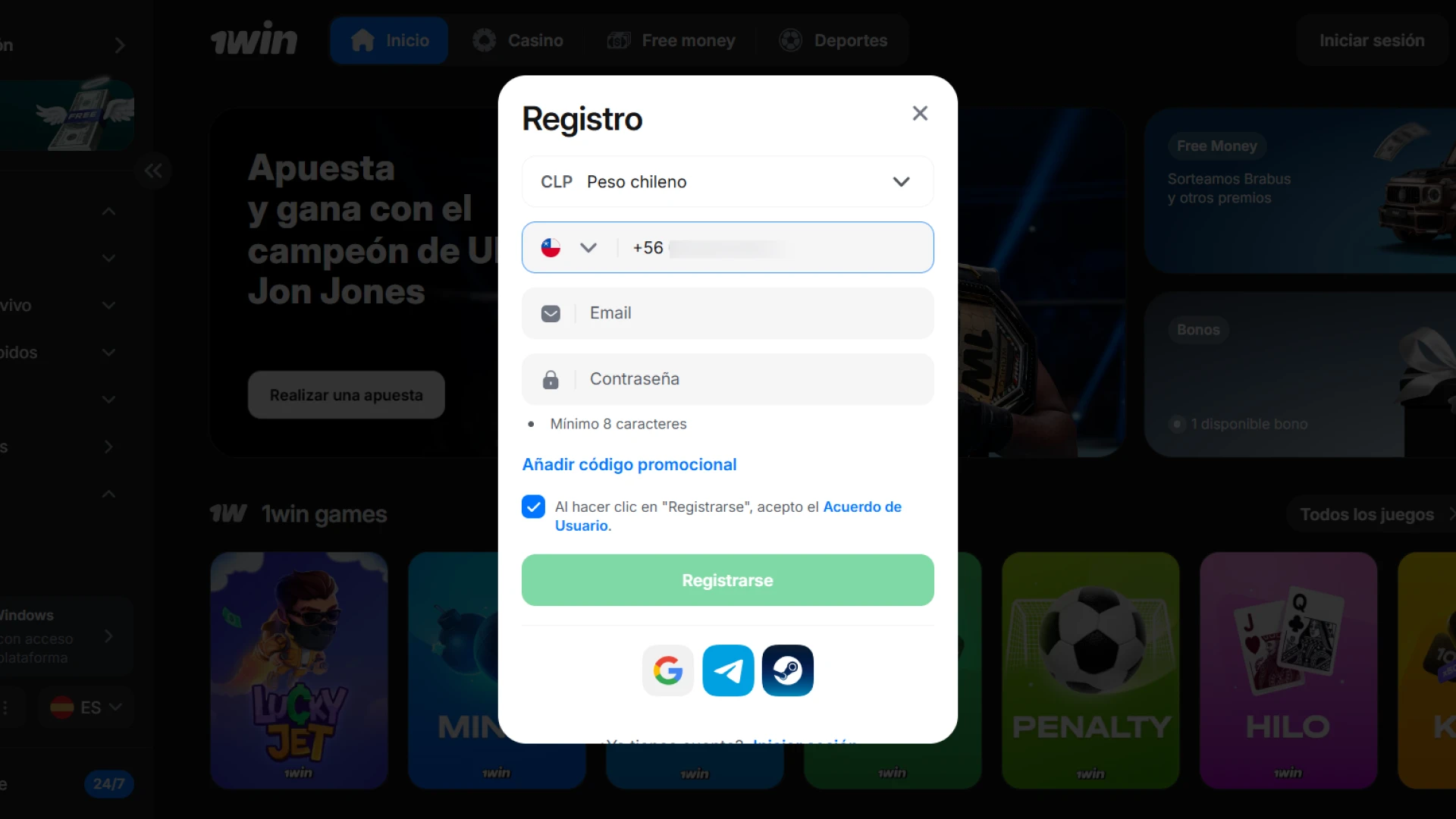Crea una cuenta en 1win Casino y comienza tu aventura hoy.