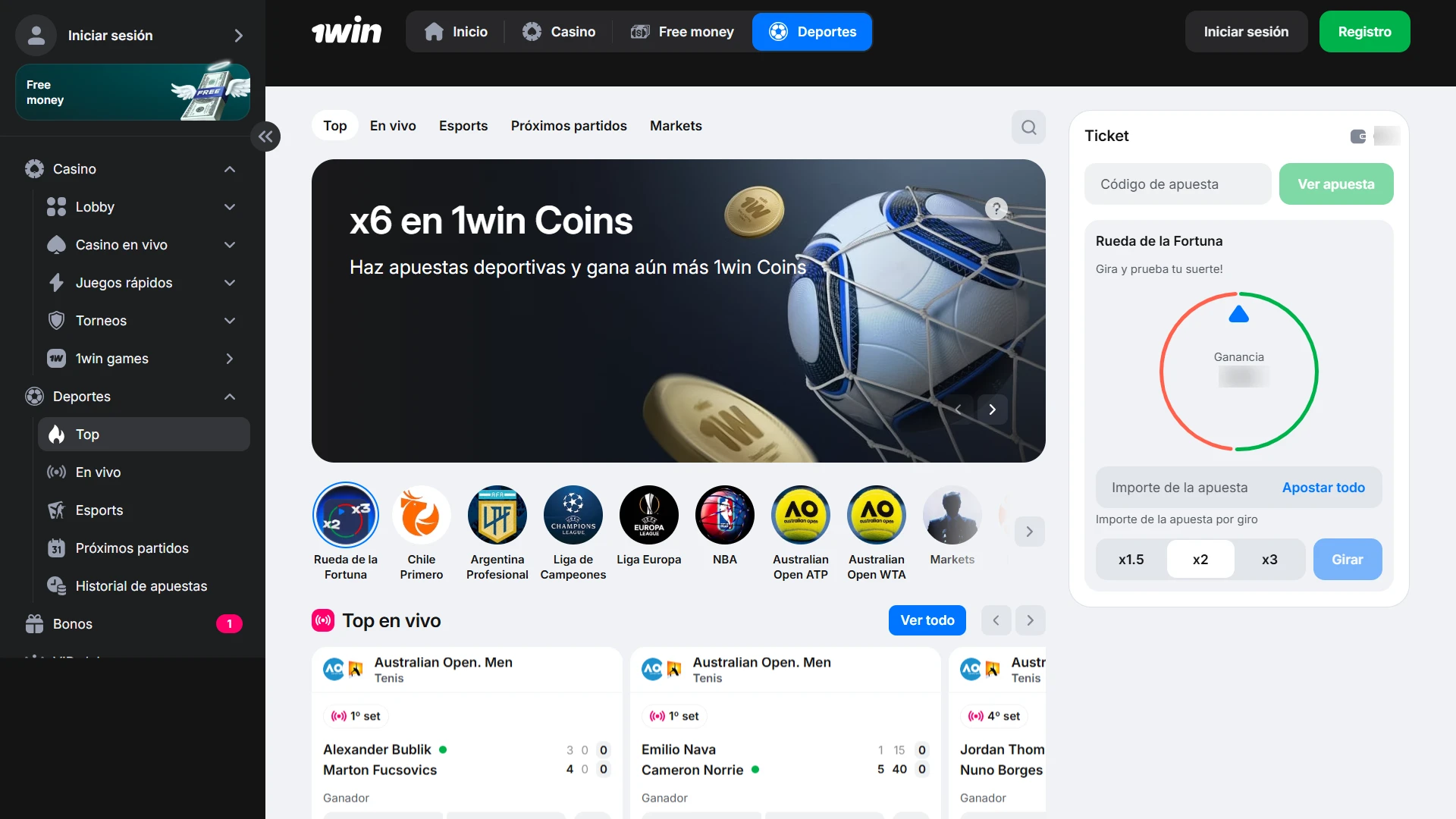 Apuesta en tus deportes favoritos mediante 1win Casino en Chile.
