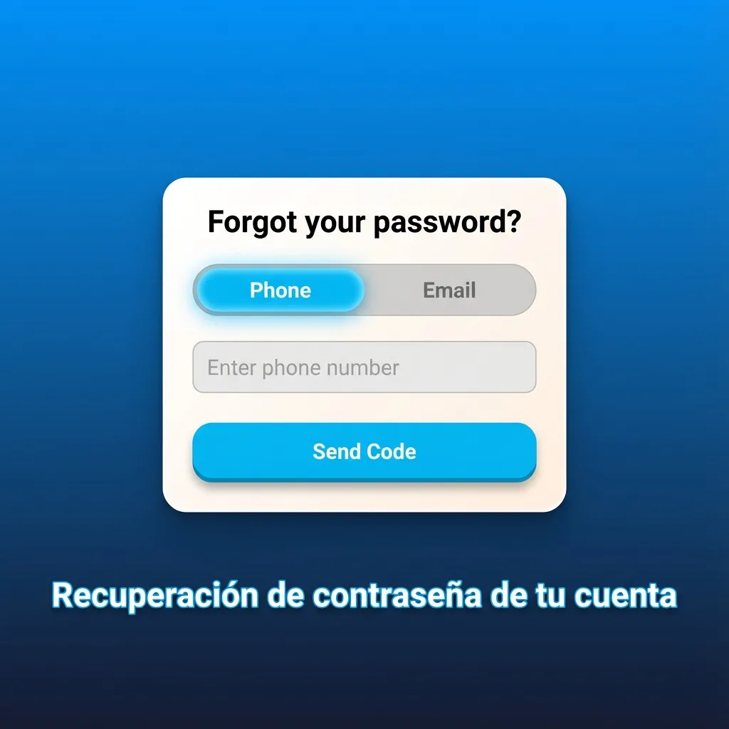 Pantalla de recuperación de contraseña con opciones de correo o SMS y pasos numerados para restablecer acceso a la cuenta