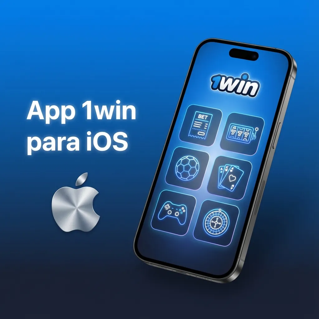 Pantalla de un iPhone con la app 1win iOS abierta, mostrando apuestas deportivas, casino y opciones de pago local