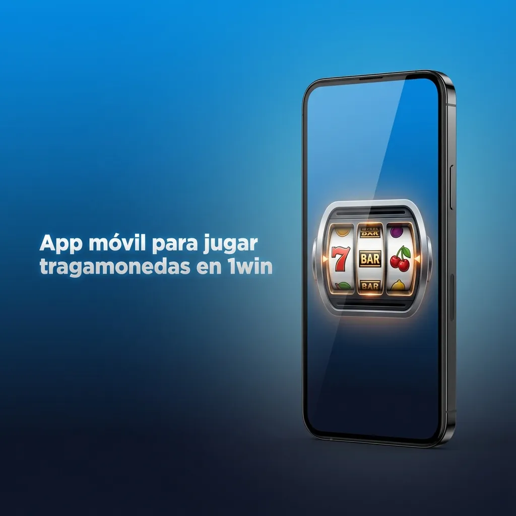Pantalla de smartphone con la app 1win abierta mostrando tragamonedas y menú táctil para jugar y gestionar cuenta