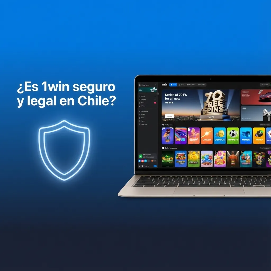 Ilustración de seguridad en 1win Chile con candado, móvil cifrado y sello de licencia internacional de juego