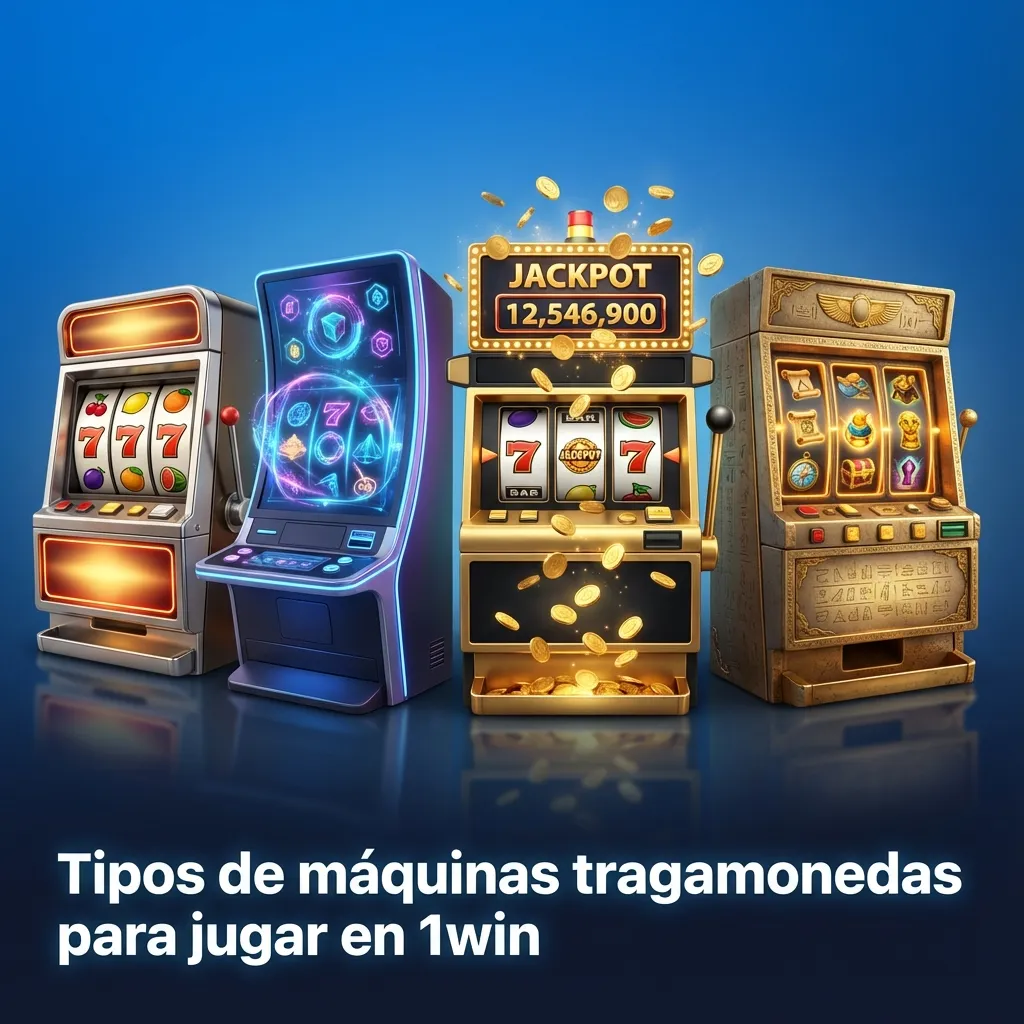Montaje de distintas tragamonedas 1win: clásicas, video slots, Megaways, jackpots, compra de bono y juegos crash/arcade.