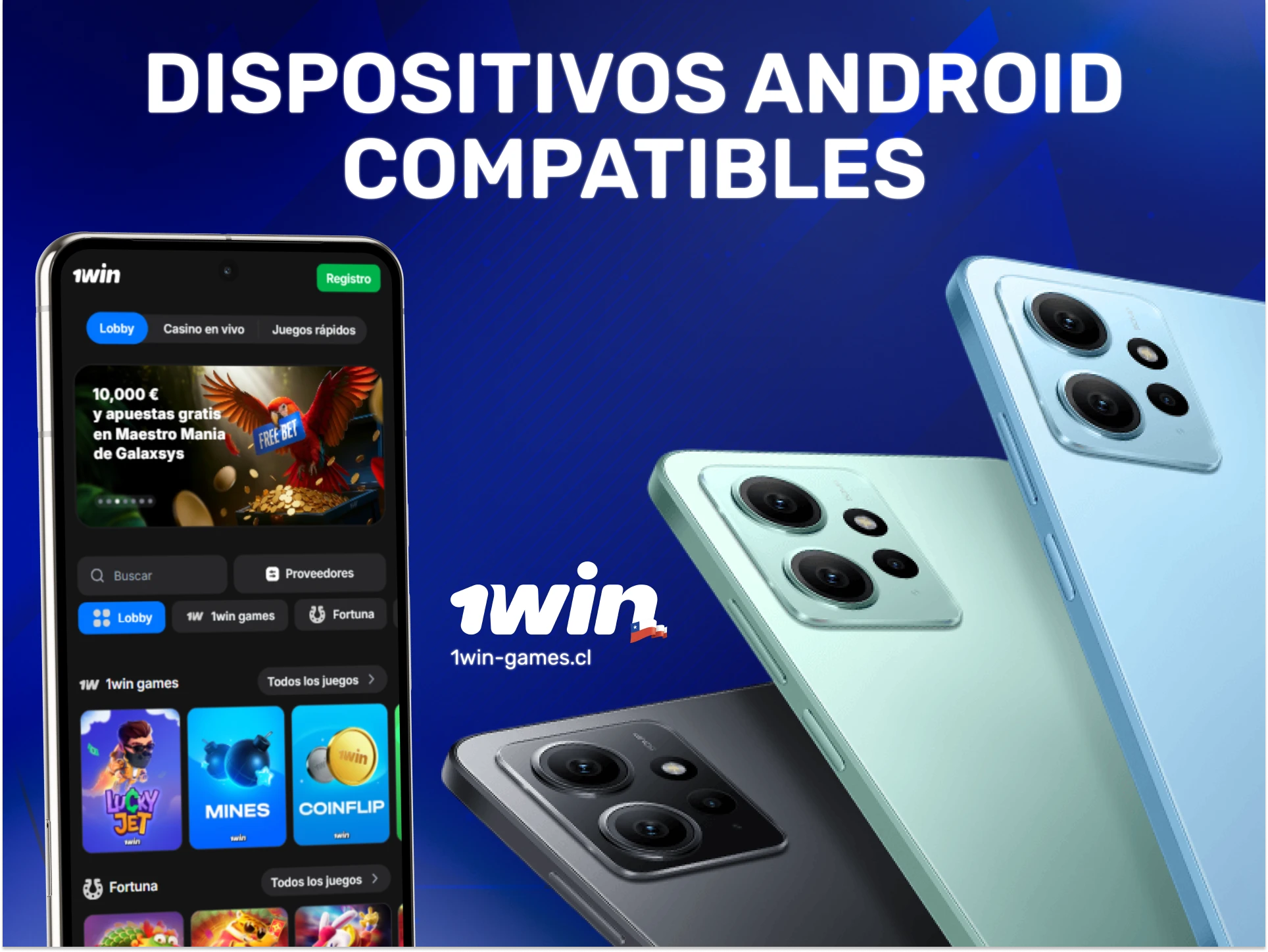 Revisa los dispositivos Android compatibles con la 1win App para jugar.