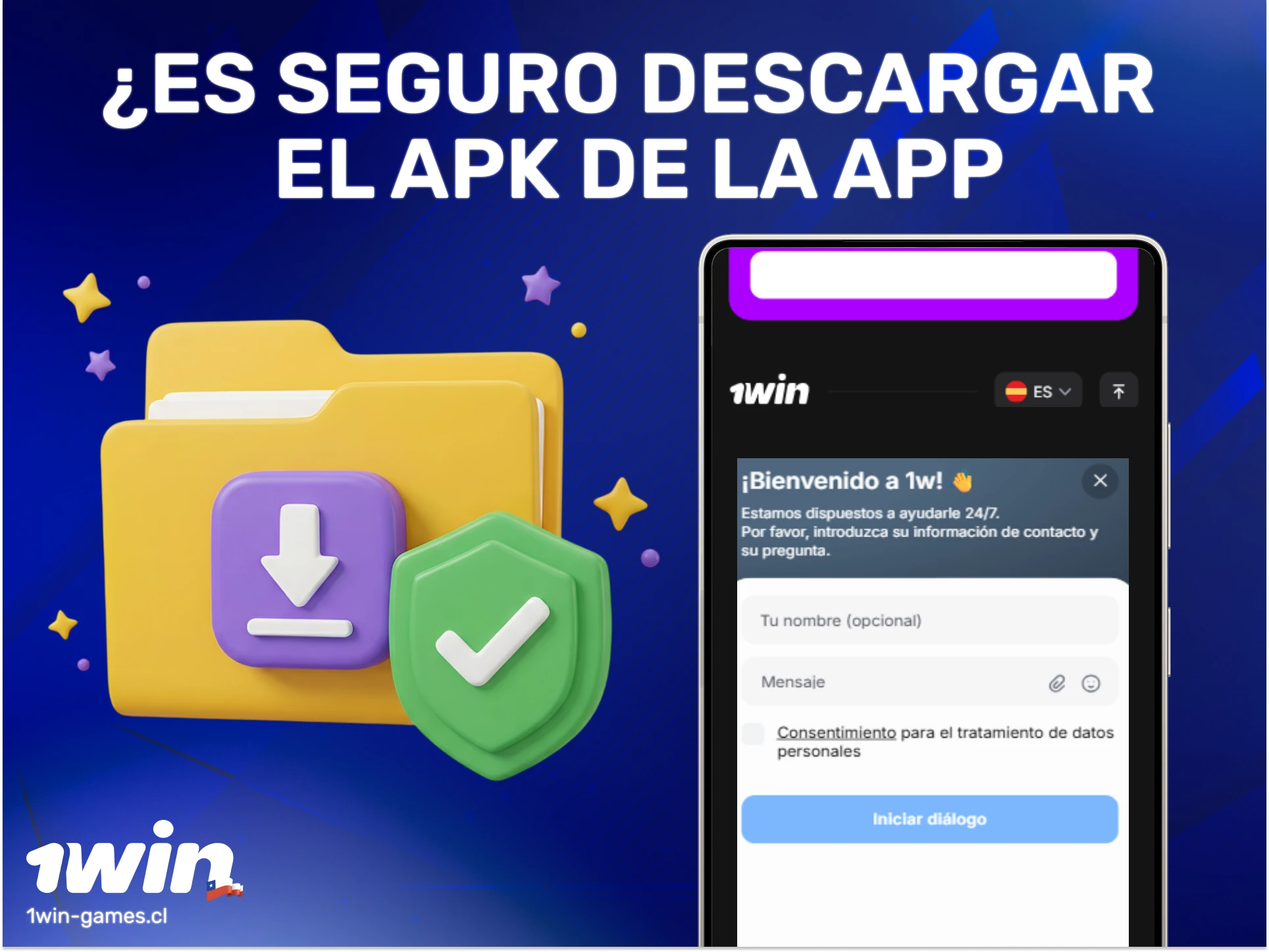 Descarga el APK oficial de 1win de forma segura para jugar en Chile.