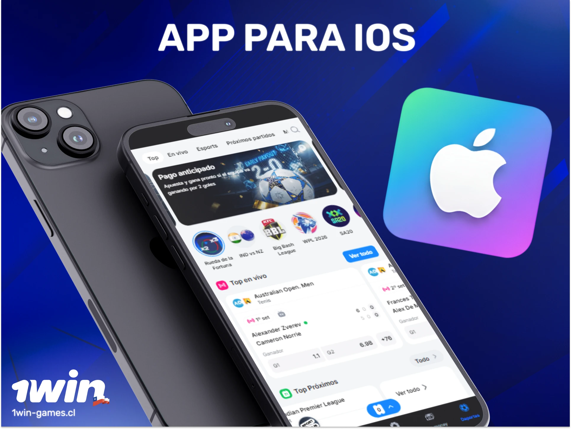 Descarga la aplicación de 1win para iOS y apuesta en tus deportes favoritos desde tu iPhone hoy.