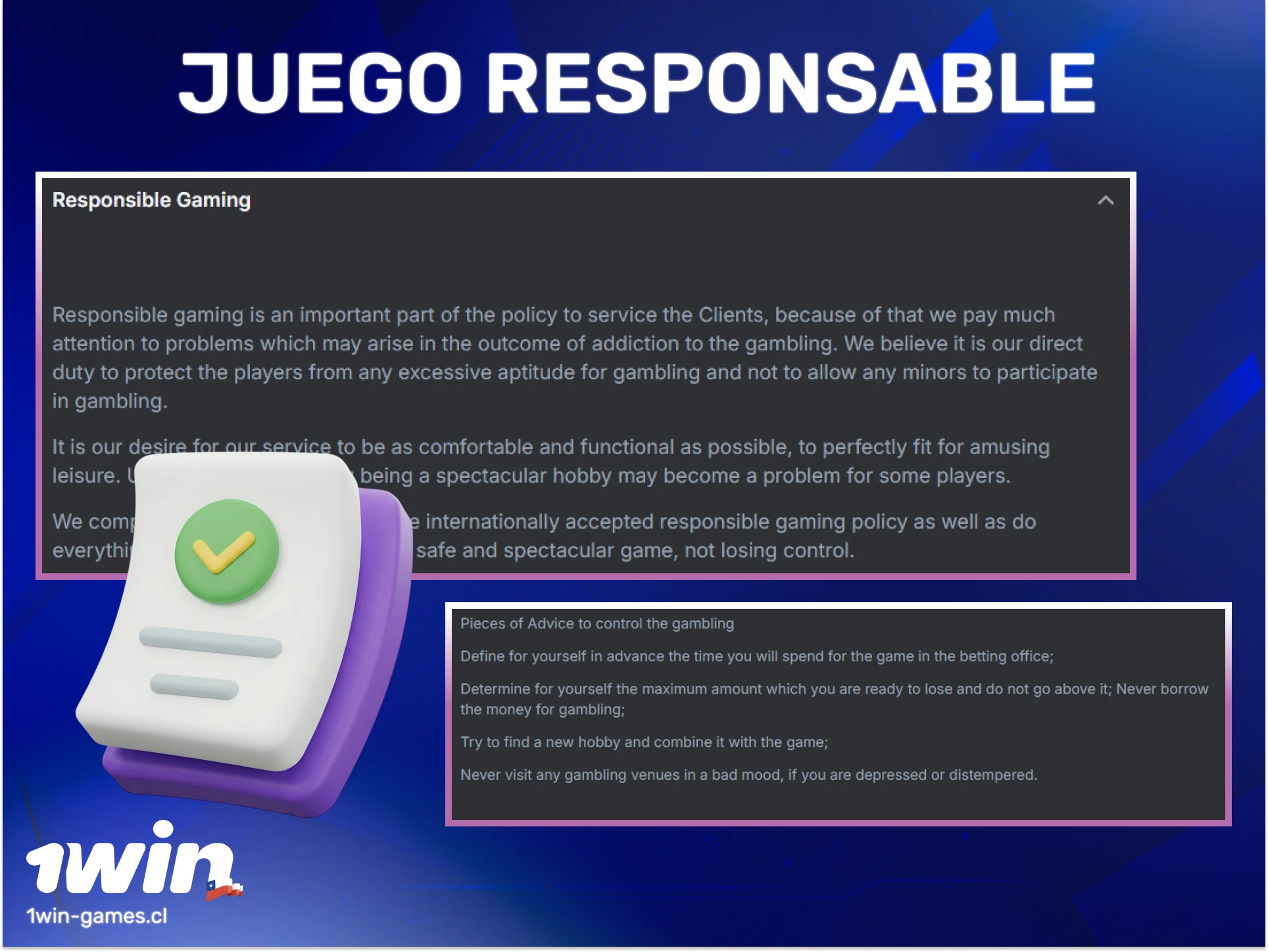 Practica el juego responsable en 1win Chile y mantén el control de tus apuestas hoy.