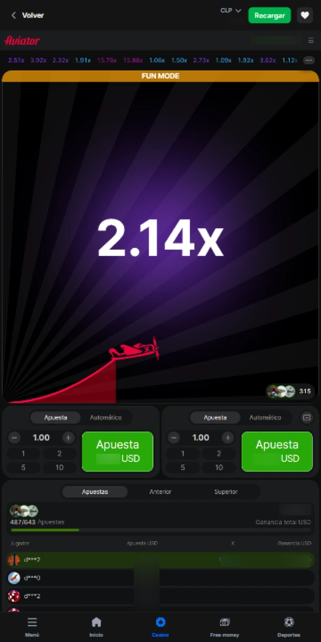Encuentra el juego Aviator dentro de la app de 1win Chile y comienza a ganar con el avión hoy.