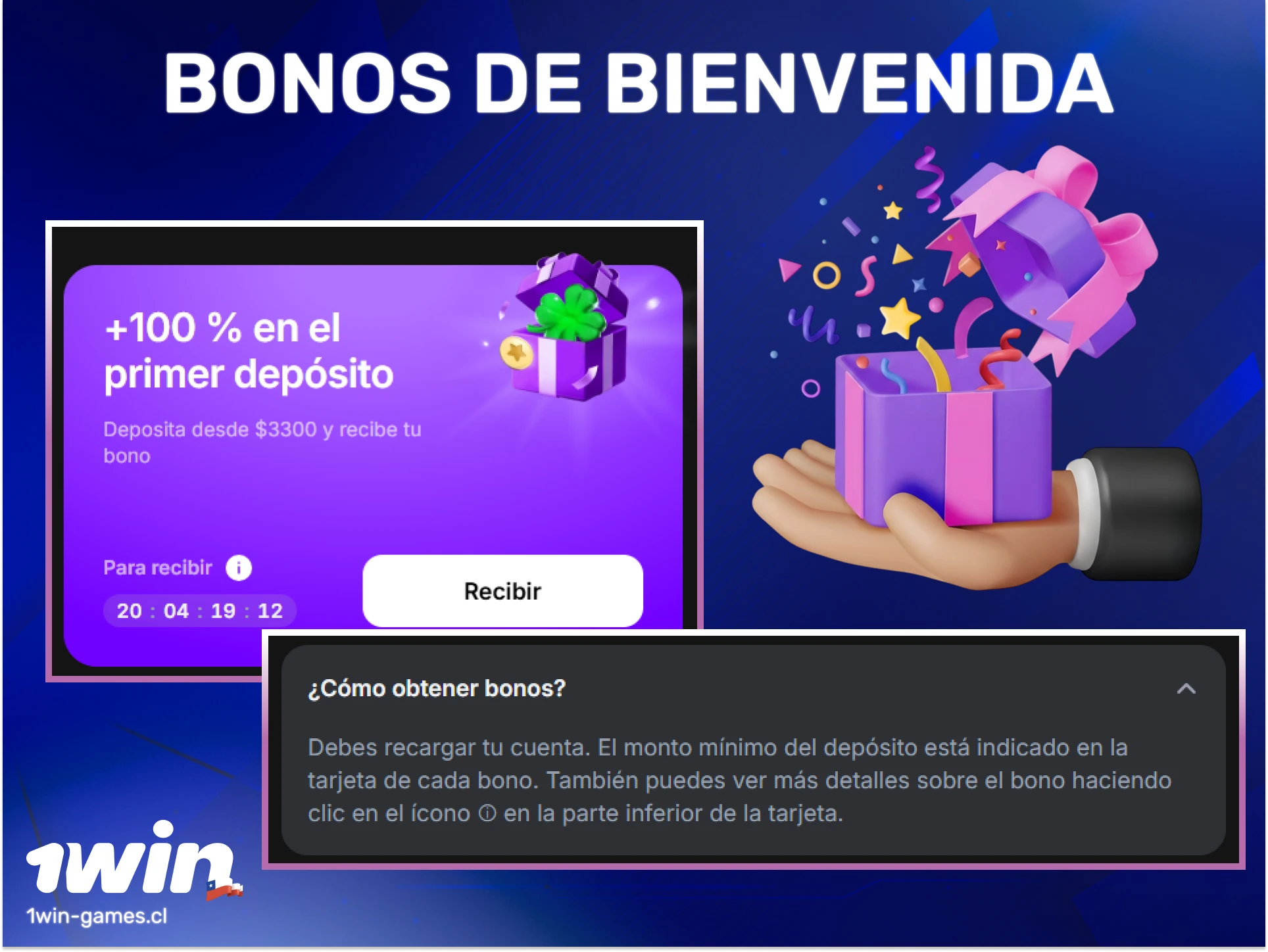 Reclama tus bonos de bienvenida en 1win Chile para empezar a jugar con ventaja hoy.