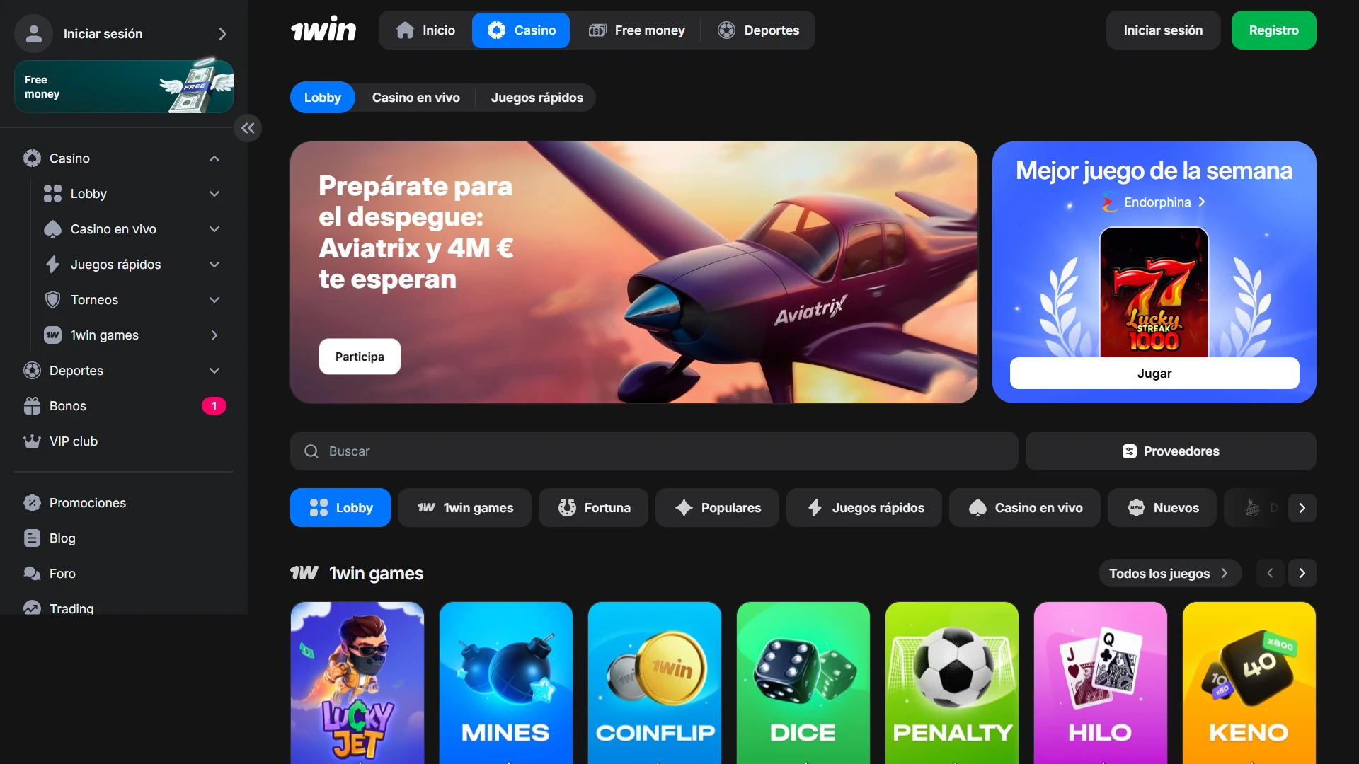 Juega a los mejores juegos de azar en 1win Casino online.