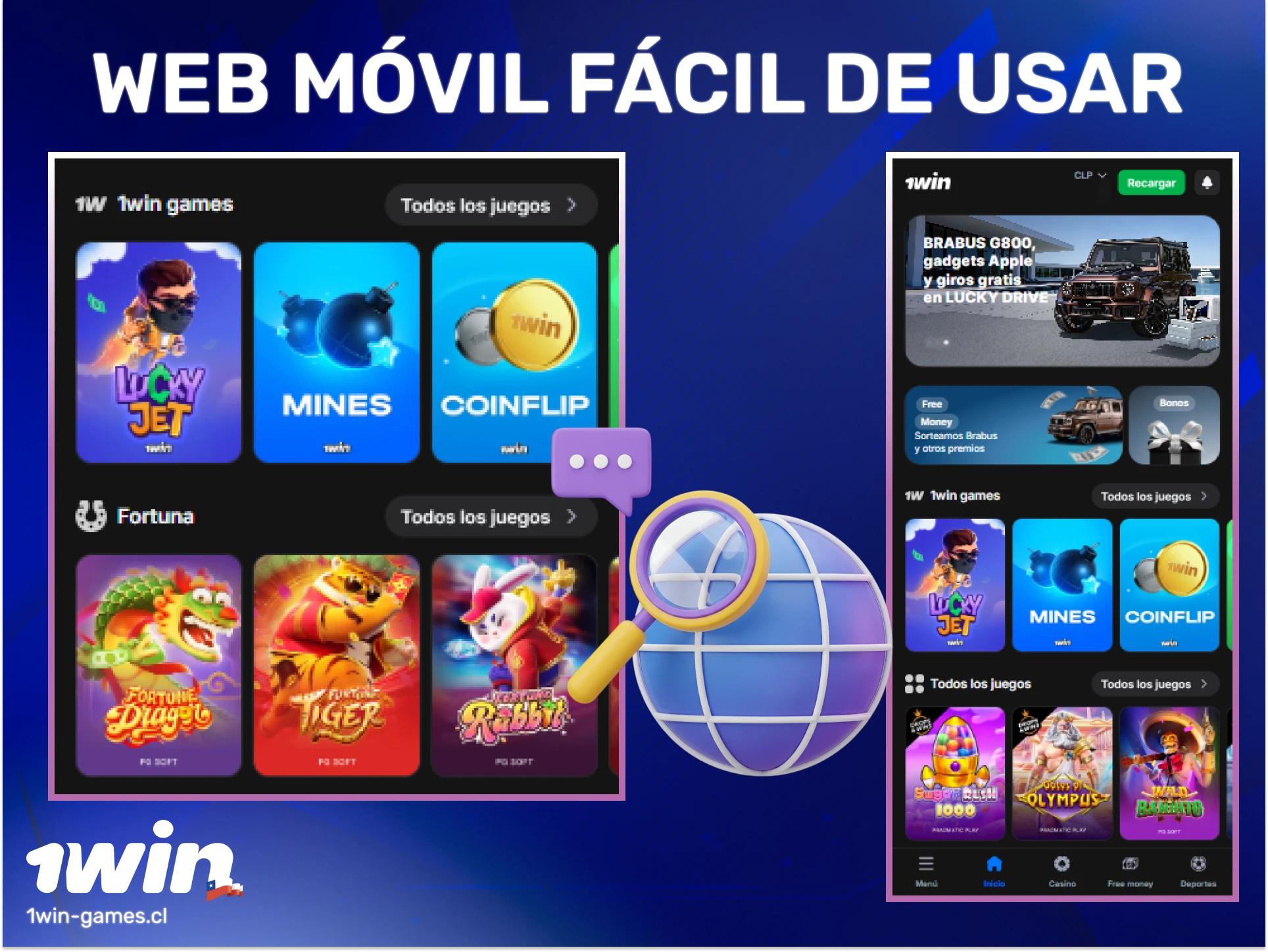 Accede al sitio móvil de 1win Casino y juega con comodidad.