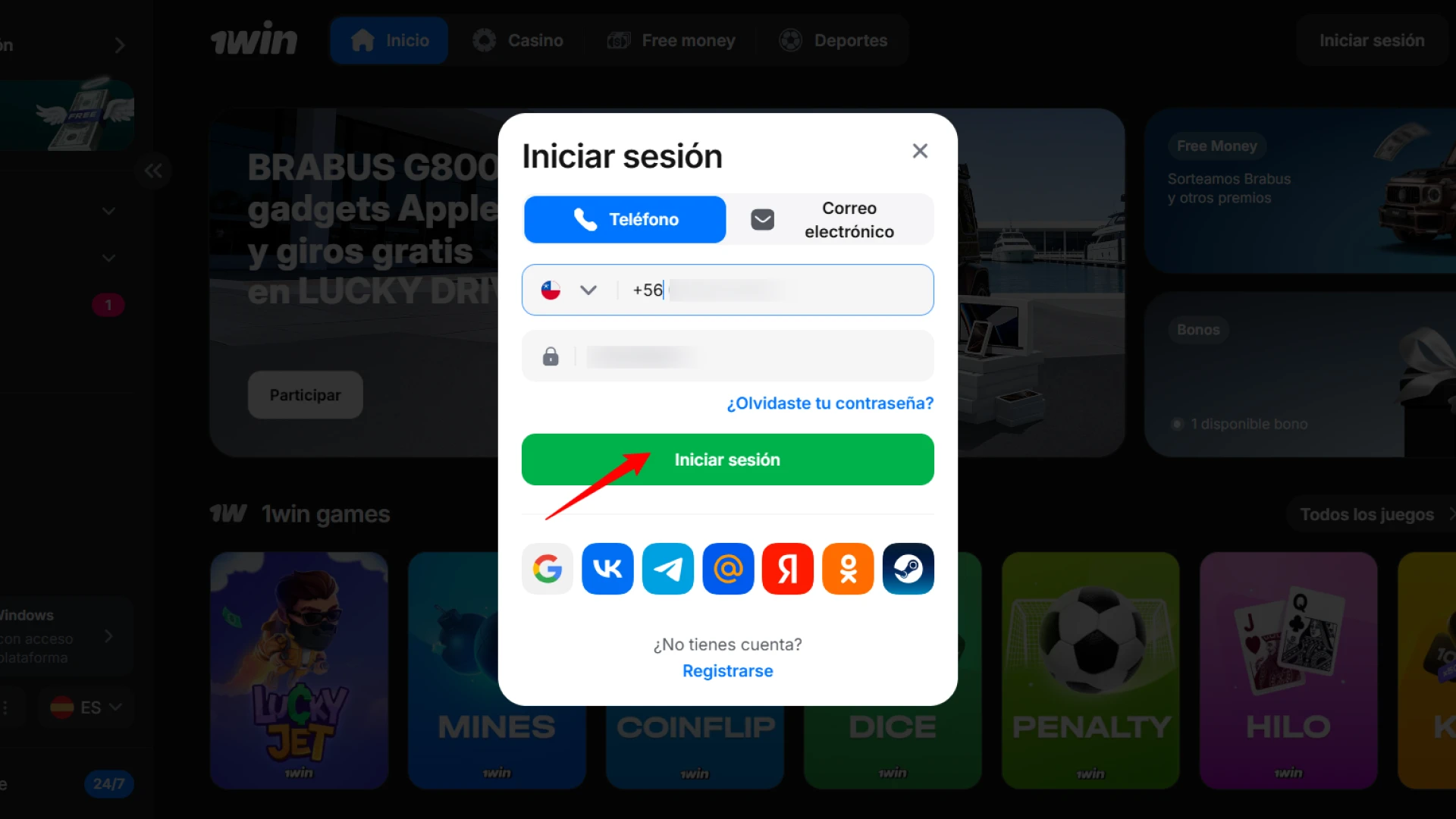Concluye el proceso de inicio de sesión y apuesta en tus eventos favoritos.