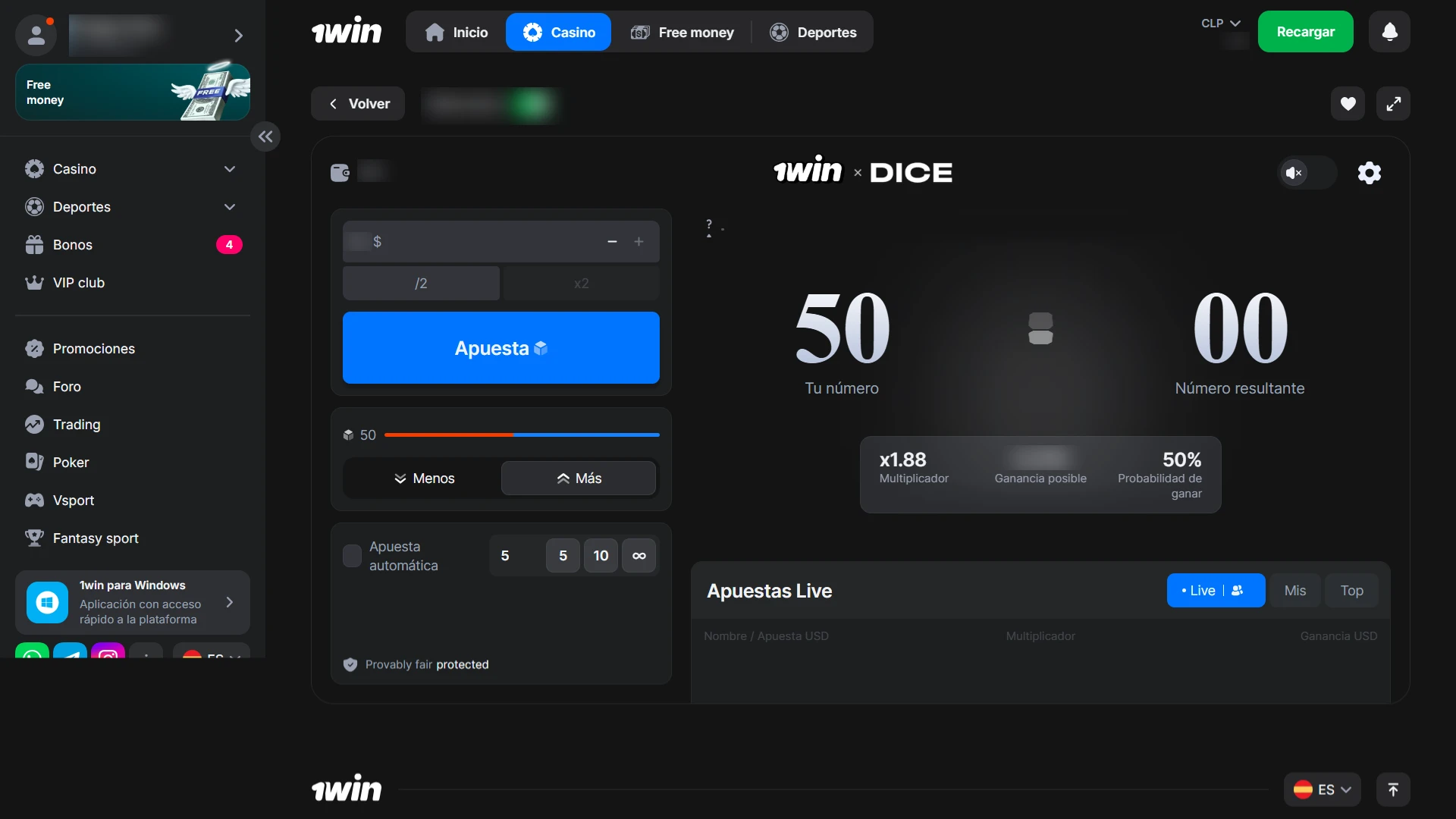 Marca un juego y coloca tu apuesta en la tragamonedas elegida en 1win Chile para ganar hoy.